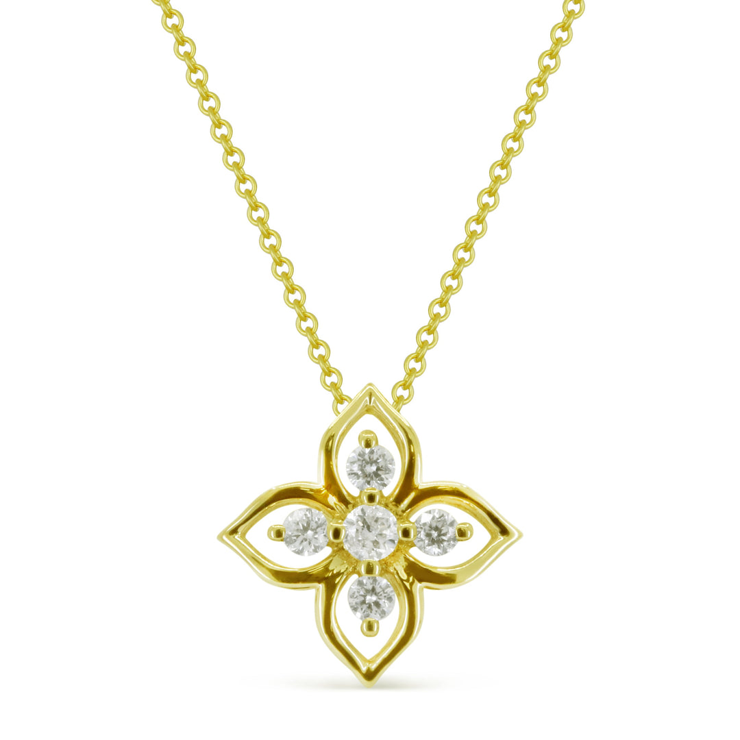 Beautiful Hand Crafted 14K Yellow Gold White Diamond Milano Collection Pendant