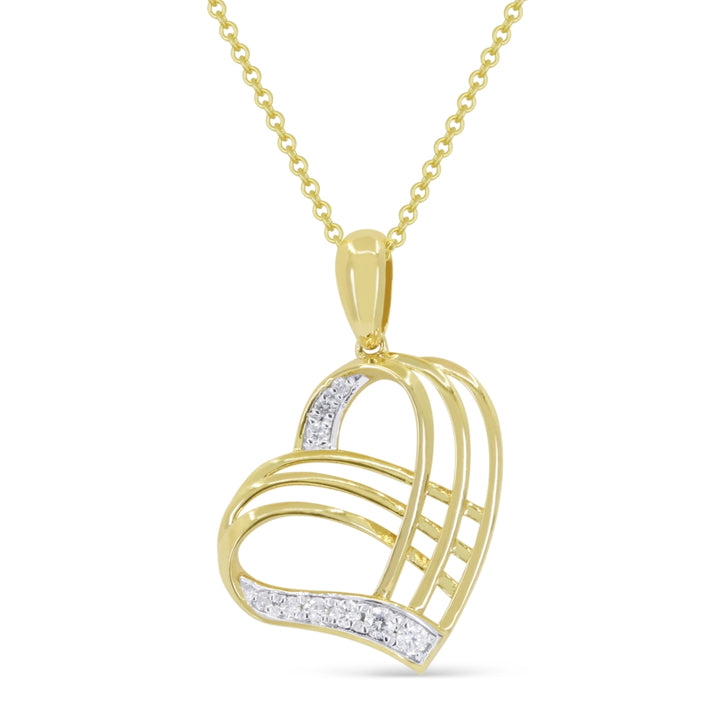 Beautiful Hand Crafted 14K Yellow Gold White Diamond Milano Collection Pendant