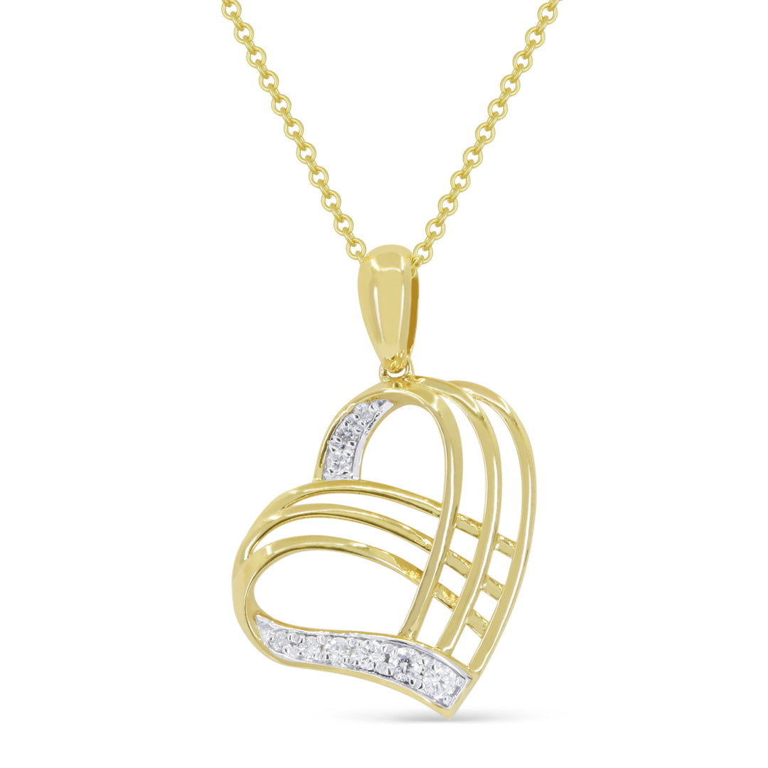 Beautiful Hand Crafted 14K Yellow Gold White Diamond Milano Collection Pendant