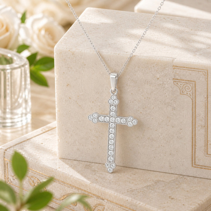 N1854 - 14K Gold Diamond Crucifix Cross Pendant