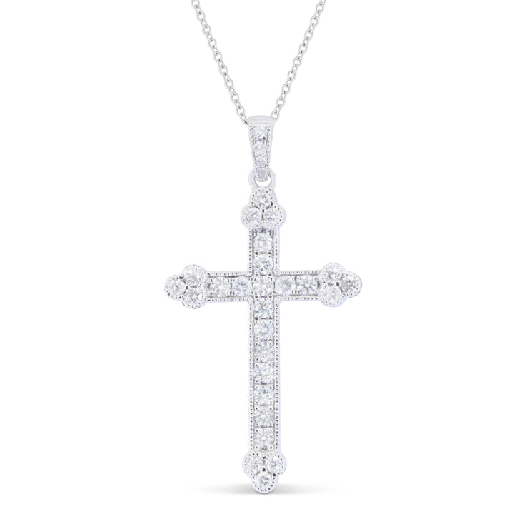 Beautiful Hand Crafted 14K White Gold White Diamond Religious Collection Pendant