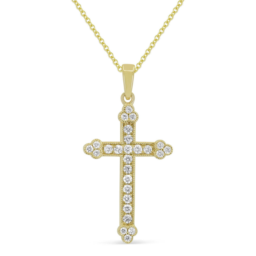 Beautiful Hand Crafted 14K Yellow Gold White Diamond Religious Collection Pendant