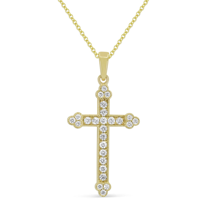 Beautiful Hand Crafted 14K Yellow Gold White Diamond Religious Collection Pendant