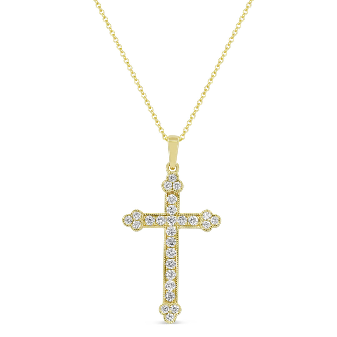 Beautiful Hand Crafted 14K Yellow Gold White Diamond Religious Collection Pendant