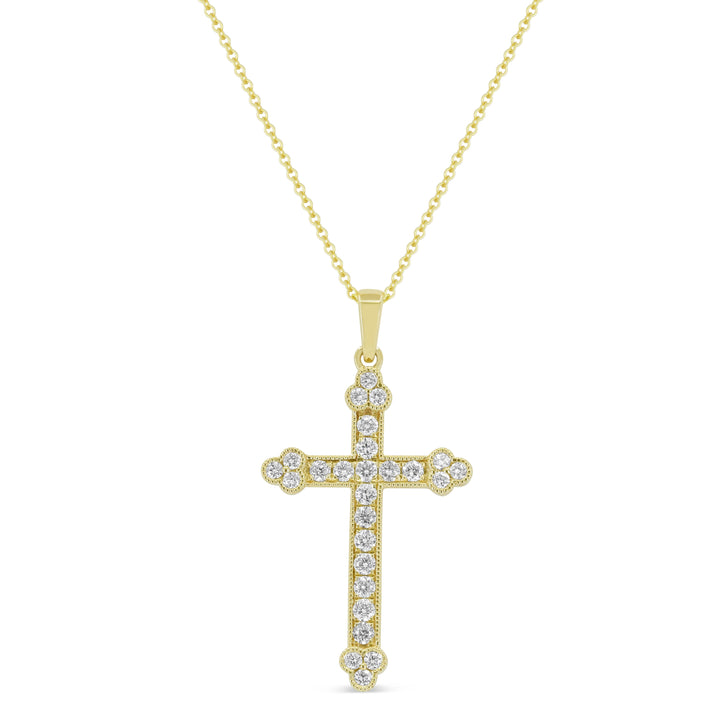 Beautiful Hand Crafted 14K Yellow Gold White Diamond Religious Collection Pendant