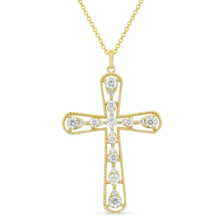 Madison L 14K Yellow Gold Diamond Crucifix Cross Pendant - style N1855Y