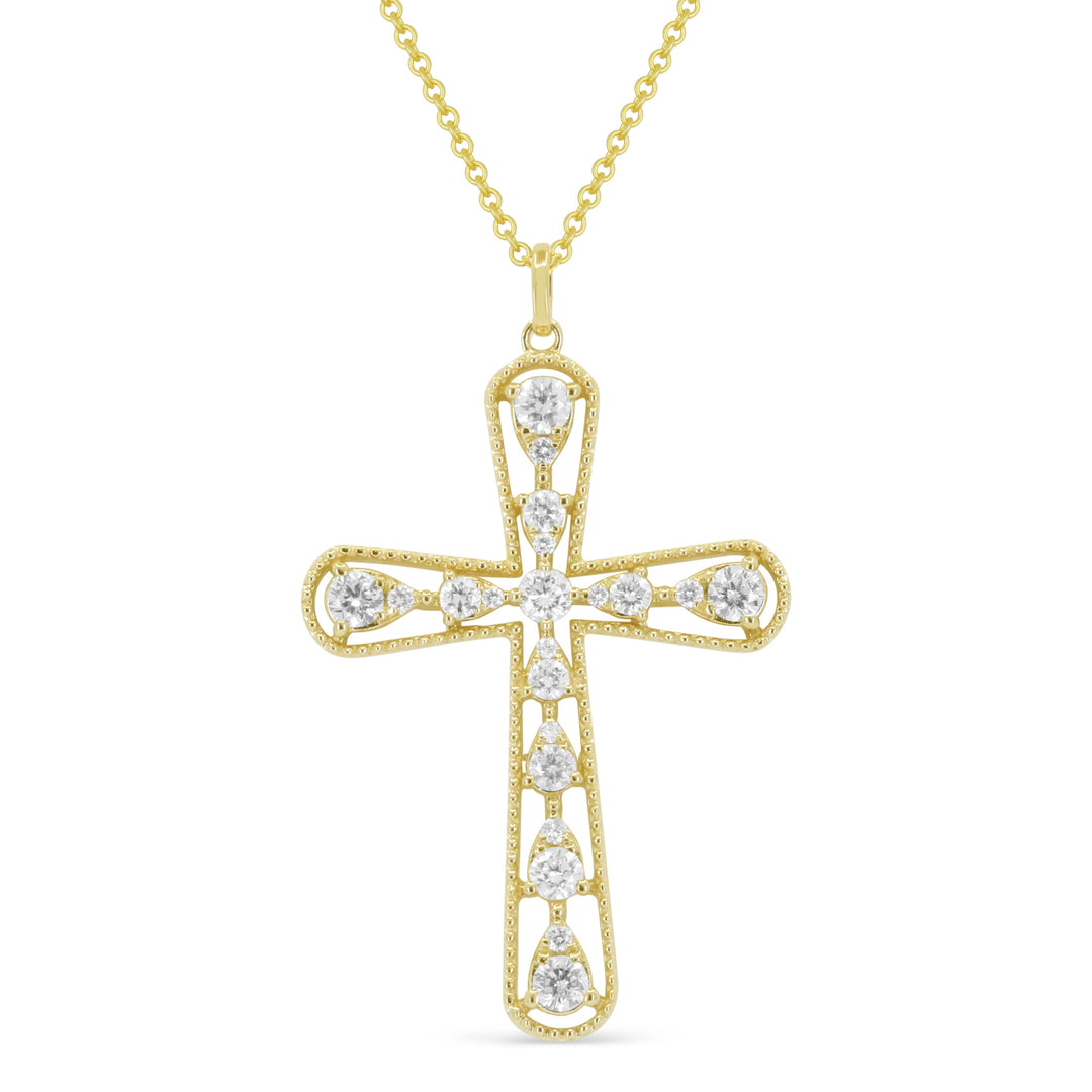 Beautiful Hand Crafted 14K Yellow Gold White Diamond Milano Collection Pendant