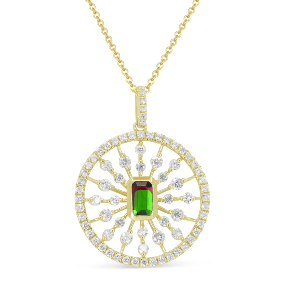 Madison L 14K Yellow Gold Emerald Round Pendant - style N1859EMY