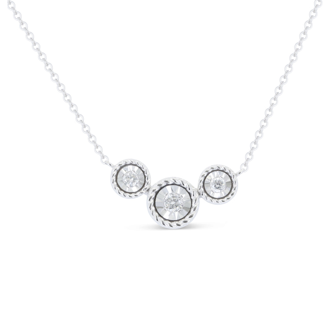 Beautiful Hand Crafted 14K White Gold White Diamond Milano Collection Necklace