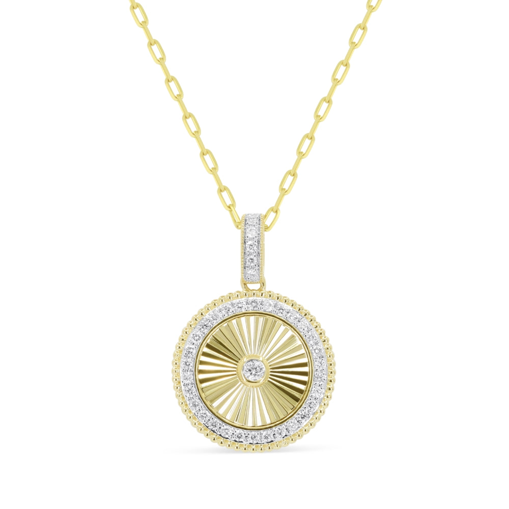 Beautiful Hand Crafted 14K Yellow Gold White Diamond Milano Collection Pendant