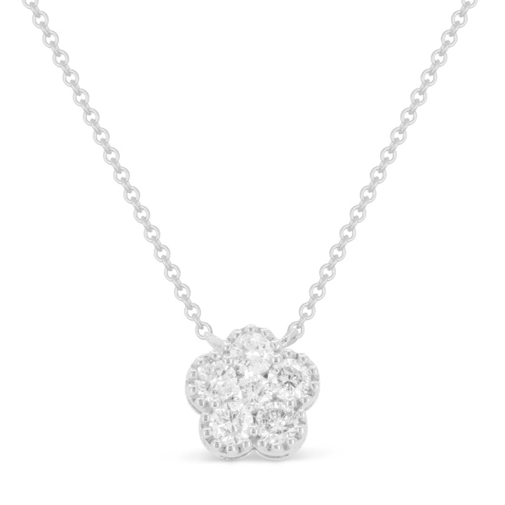 Beautiful Hand Crafted 14K White Gold White Diamond Milano Collection Necklace