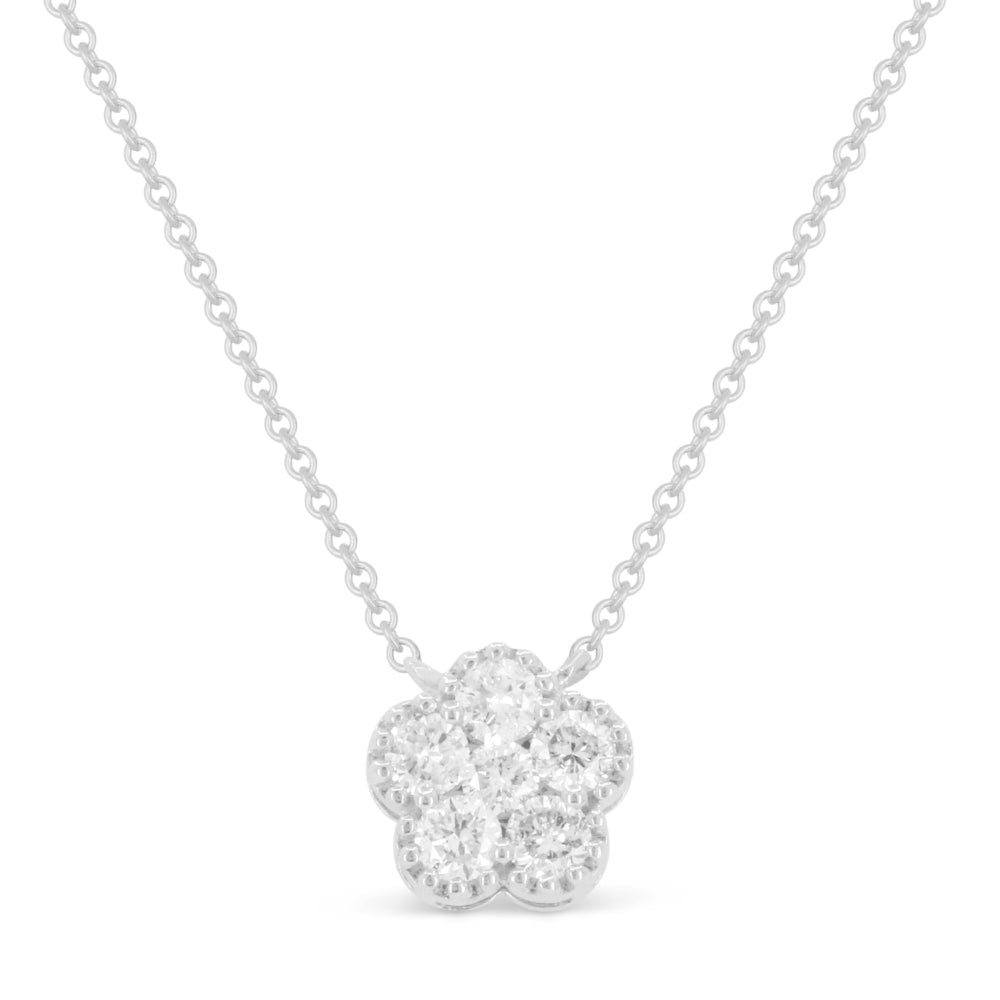 Beautiful Hand Crafted 14K White Gold White Diamond Milano Collection Necklace