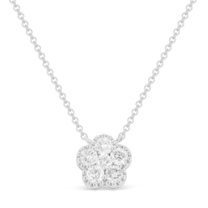 Beautiful Hand Crafted 14K White Gold White Diamond Milano Collection Necklace