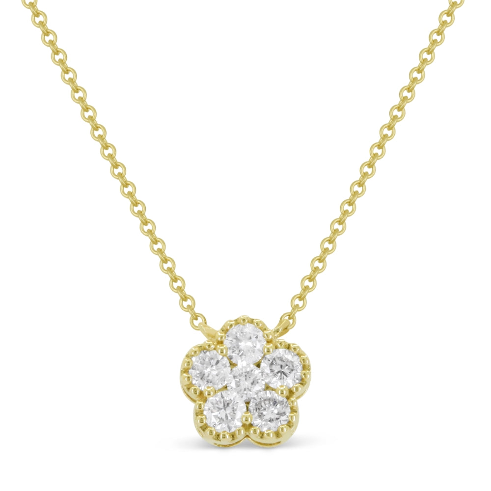 Beautiful Hand Crafted 14K Yellow Gold White Diamond Milano Collection Necklace