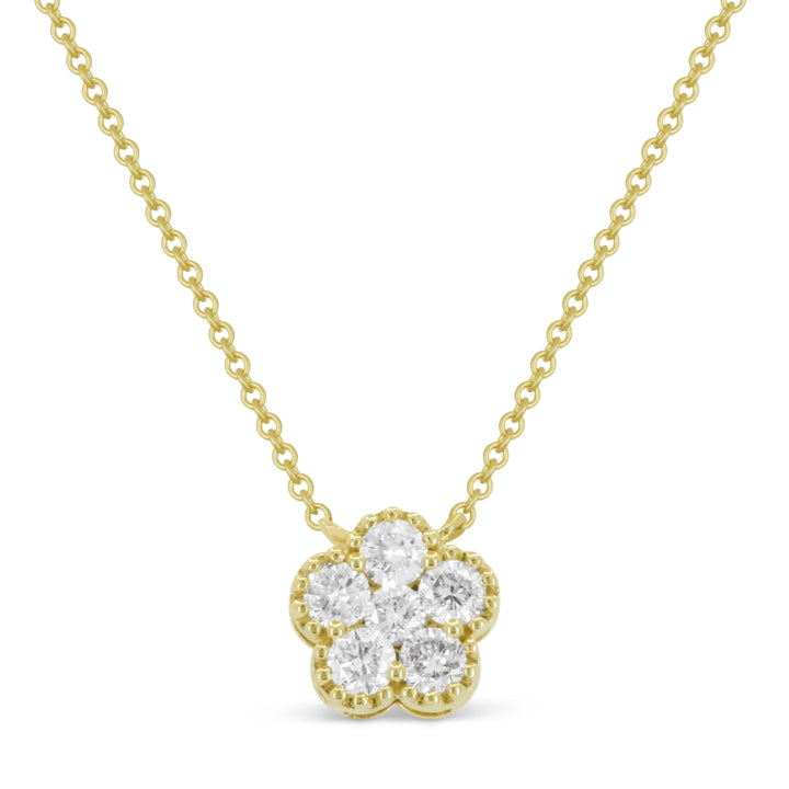 Beautiful Hand Crafted 14K Yellow Gold White Diamond Milano Collection Necklace