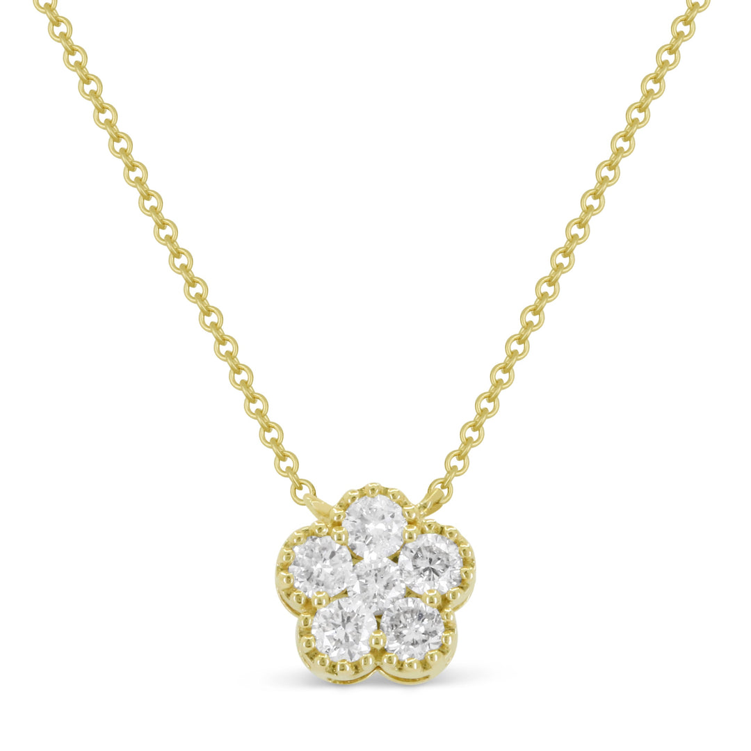 Beautiful Hand Crafted 14K Yellow Gold White Diamond Milano Collection Necklace