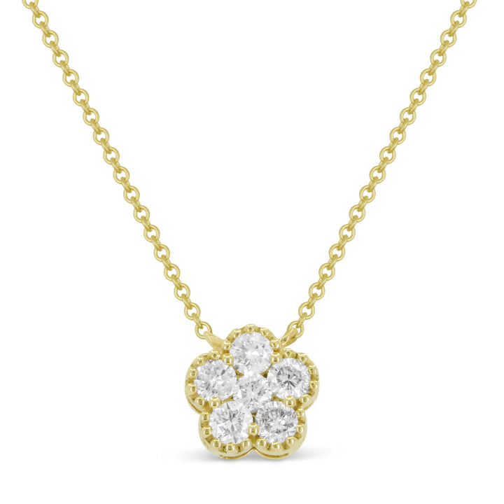 Beautiful Hand Crafted 14K Yellow Gold White Diamond Milano Collection Necklace