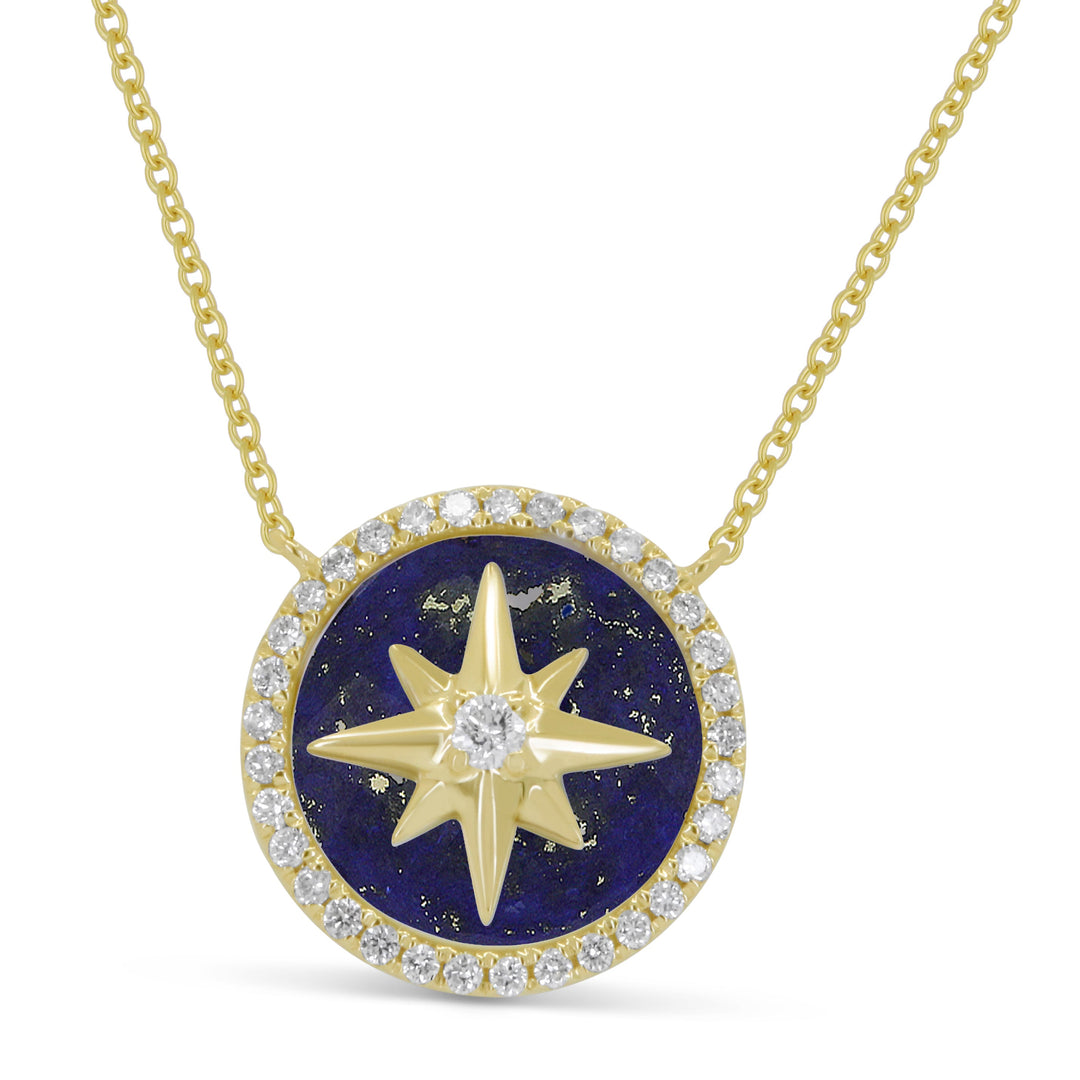 Beautiful Hand Crafted 14K Yellow Gold  Lapis Lazuli And Diamond Milano Collection Necklace