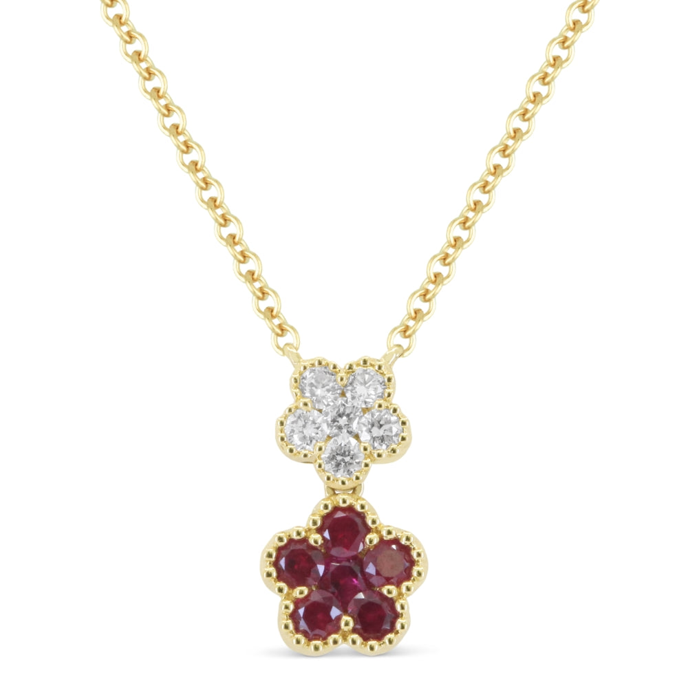 Beautiful Hand Crafted 18K Yellow Gold  Ruby And Diamond Arianna Collection Pendant