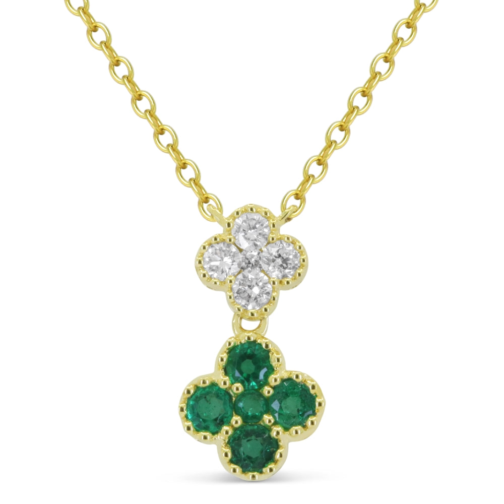 Beautiful Hand Crafted 18K Yellow Gold  Emerald And Diamond Arianna Collection Pendant