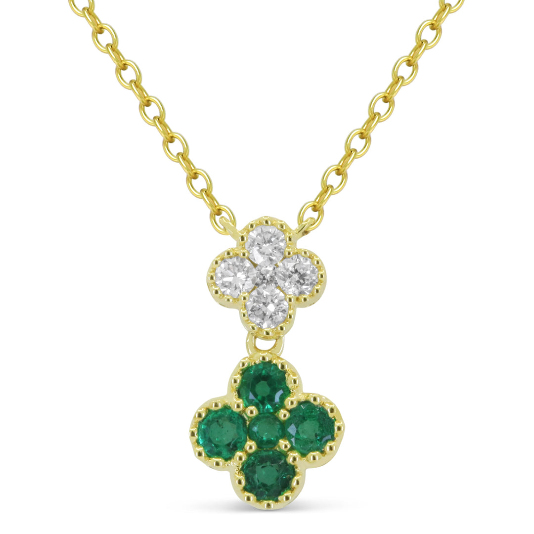 Beautiful Hand Crafted 18K Yellow Gold  Emerald And Diamond Arianna Collection Pendant