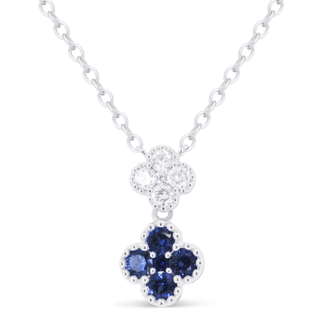 Madison L 18K White Gold Sapphire Flower Pendant - style N1868SAW