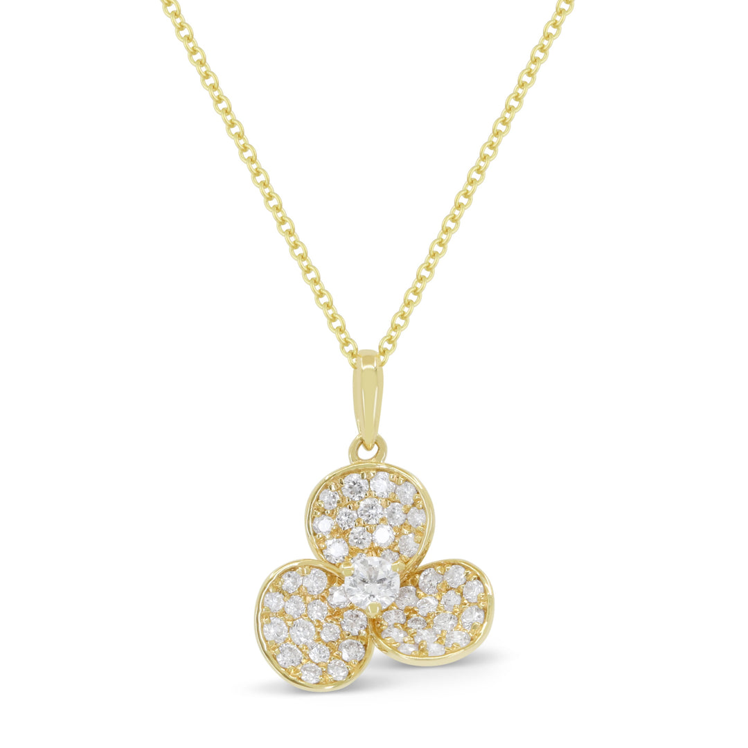 Beautiful Hand Crafted 14K Yellow Gold White Diamond Milano Collection Pendant