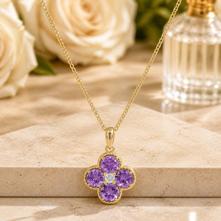 Madison L 14K Yellow Gold Amethyst Flower Pendant - style N1871AMY