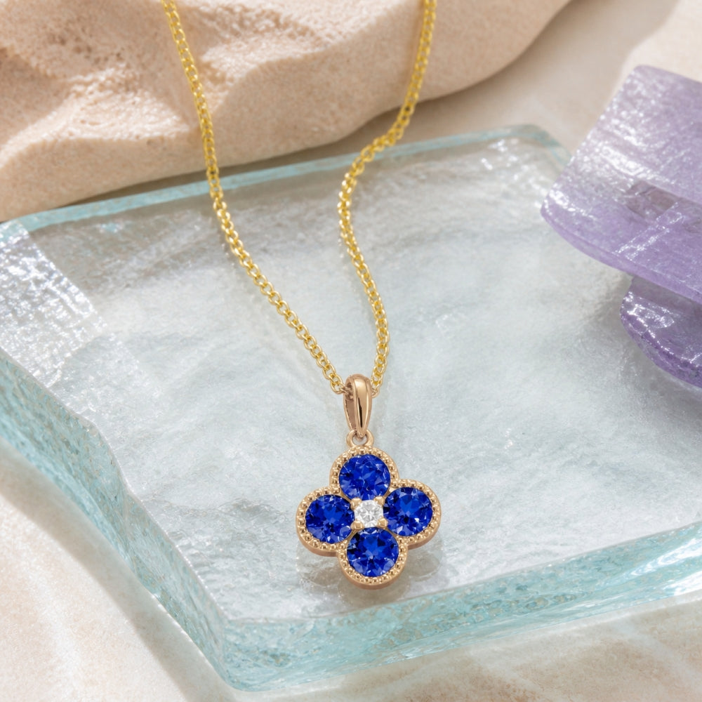 Madison L 14K Yellow Gold Created Sapphire Flower Pendant - style N1871BCY