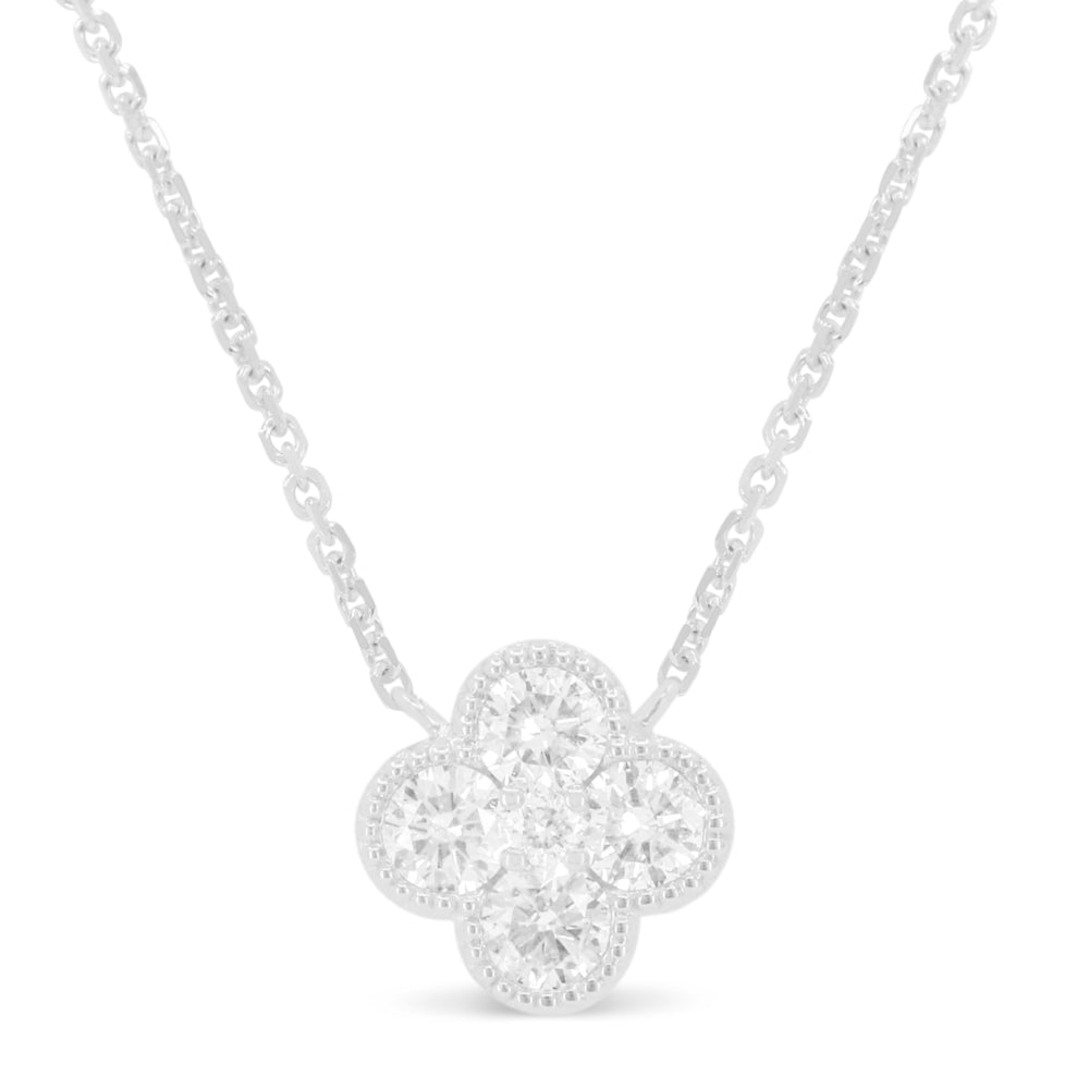 Beautiful Hand Crafted 14K White Gold White Diamond Essentials Collection Necklace