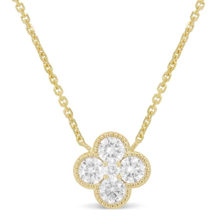 Beautiful Hand Crafted 14K Yellow Gold White Diamond Essentials Collection Necklace