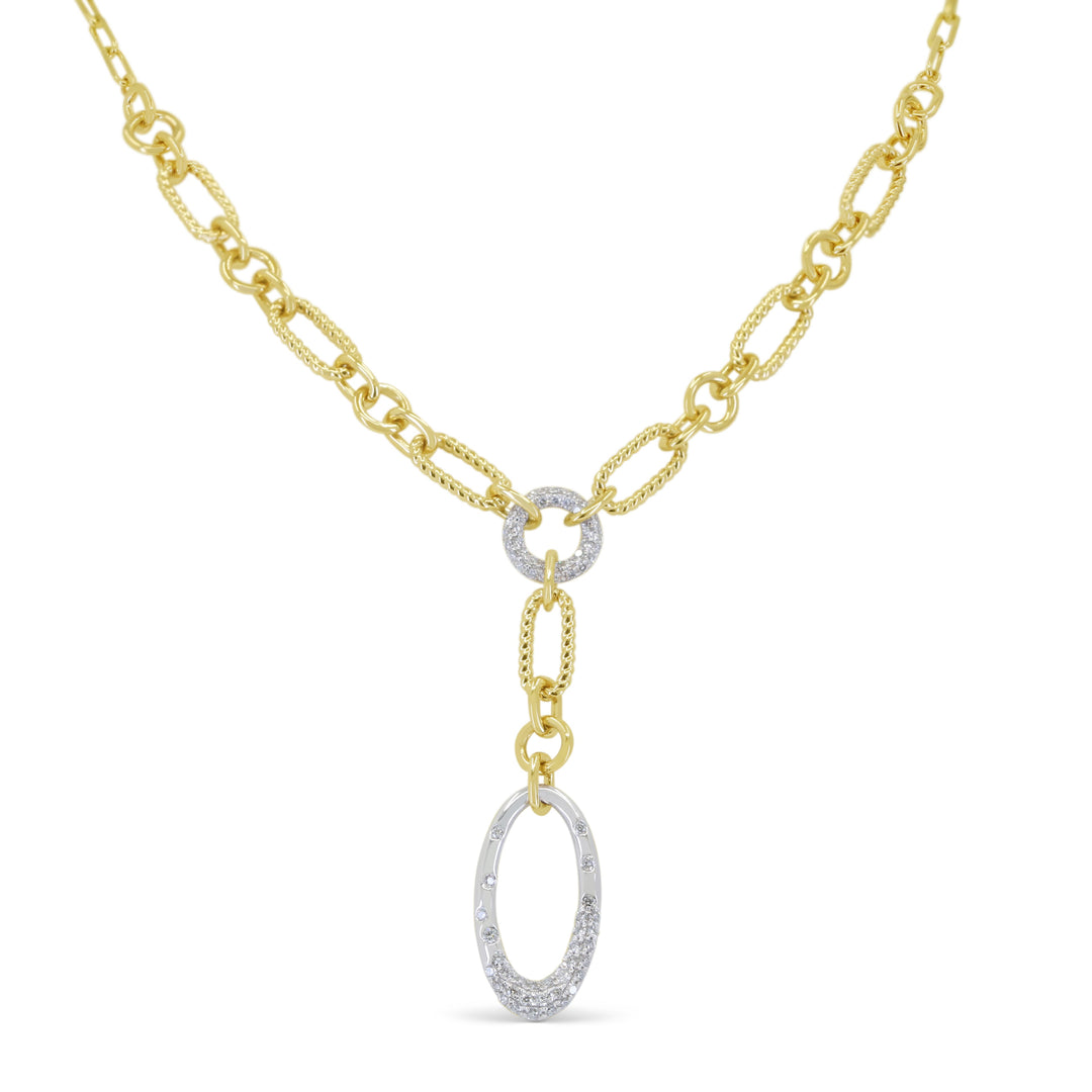 Beautiful Hand Crafted 14K Two Tone Gold White Diamond Milano Collection Necklace