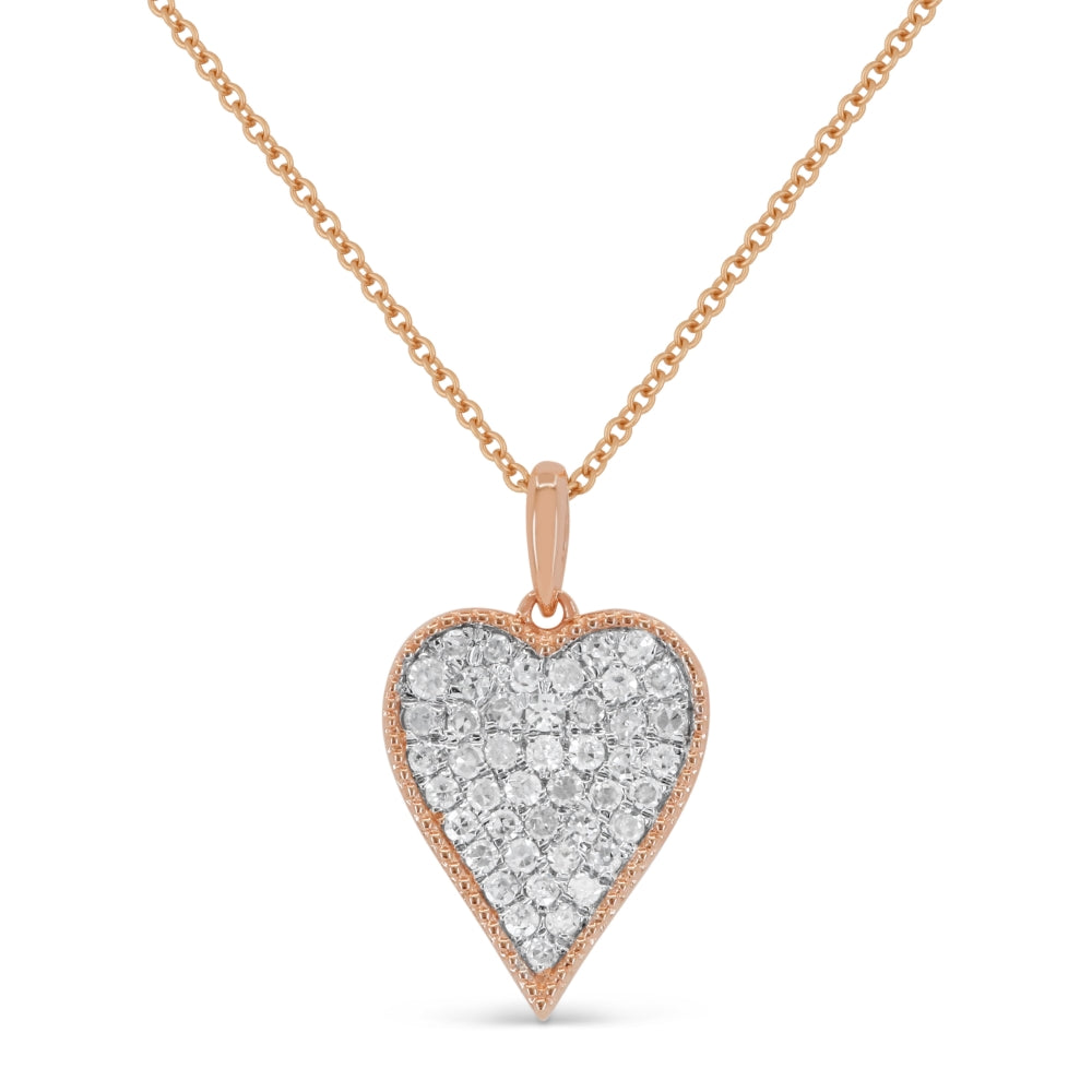 Beautiful Hand Crafted 14K Rose Gold White Diamond Milano Collection Pendant