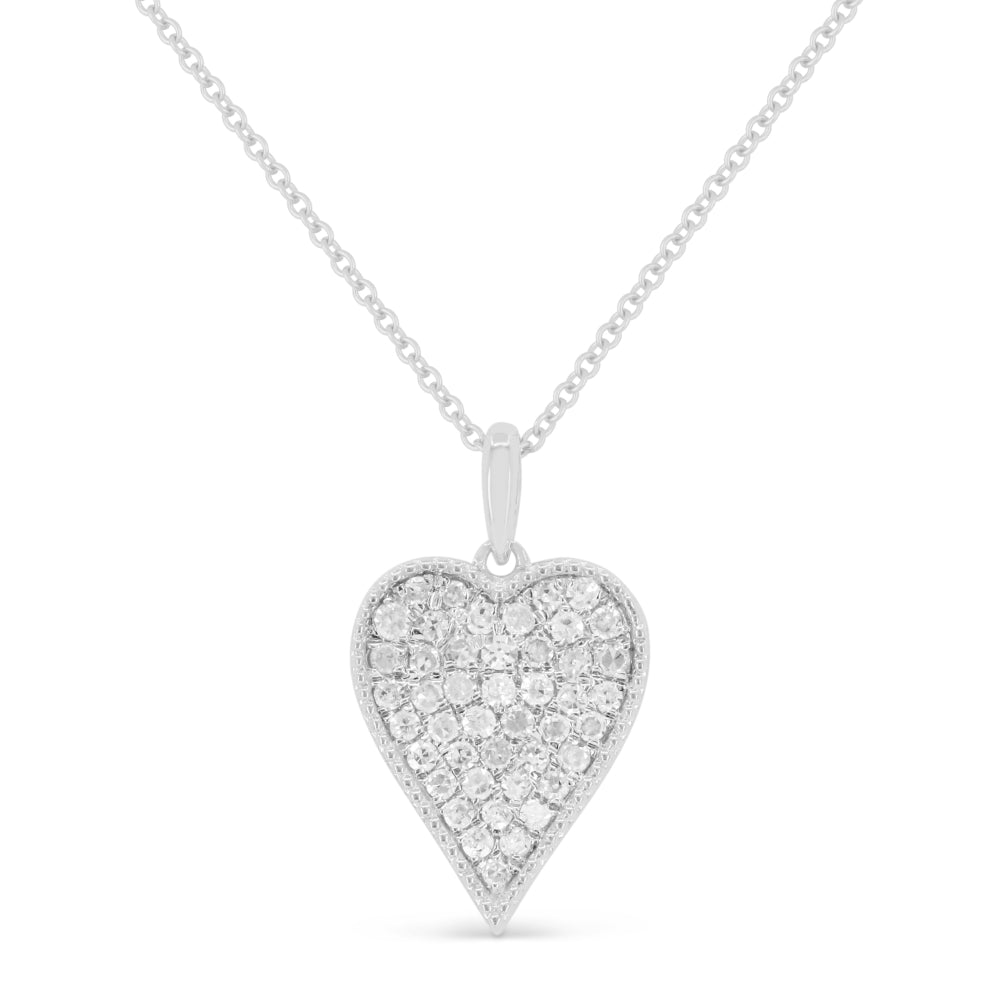 Beautiful Hand Crafted 14K White Gold White Diamond Milano Collection Pendant