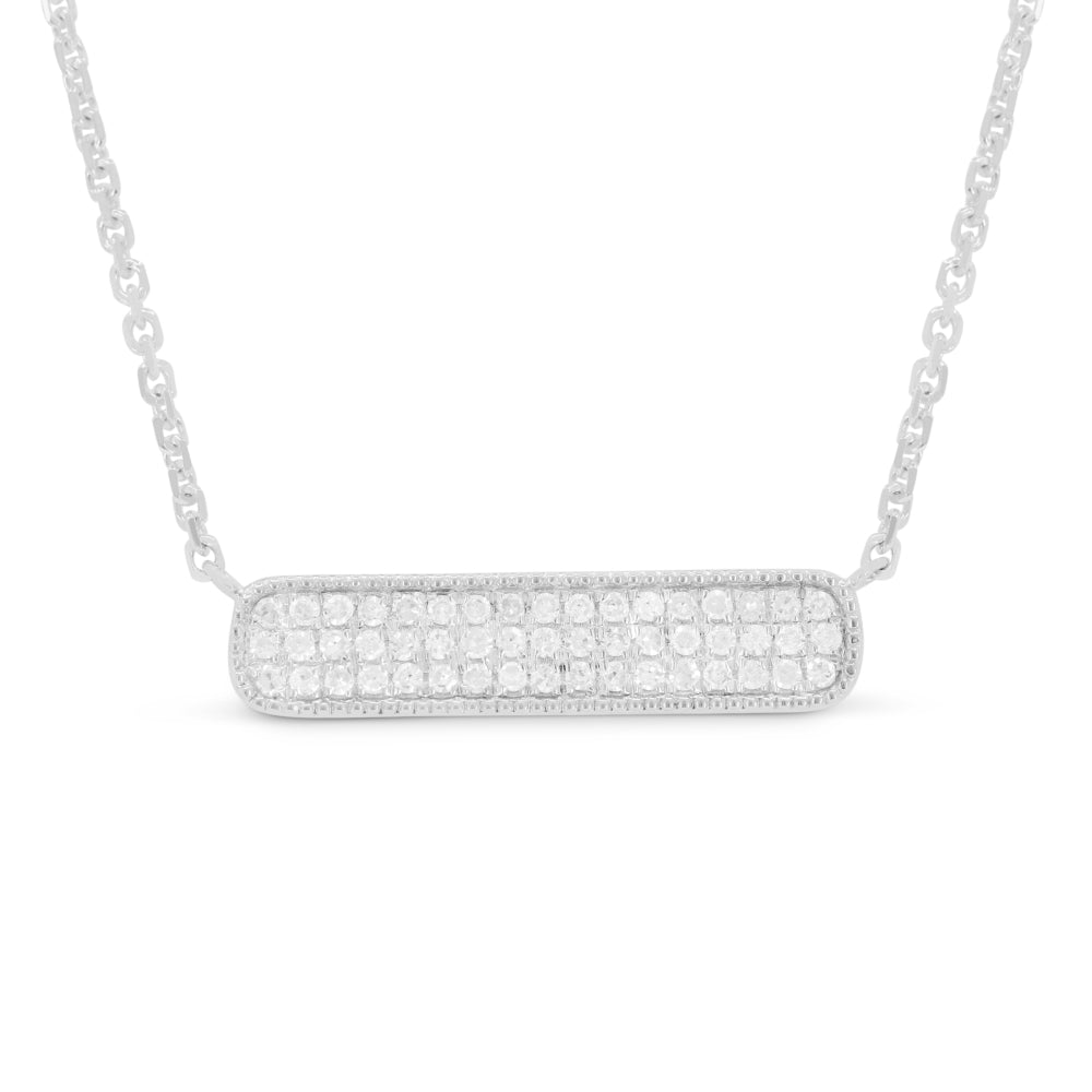 Beautiful Hand Crafted 14K White Gold White Diamond Milano Collection Necklace