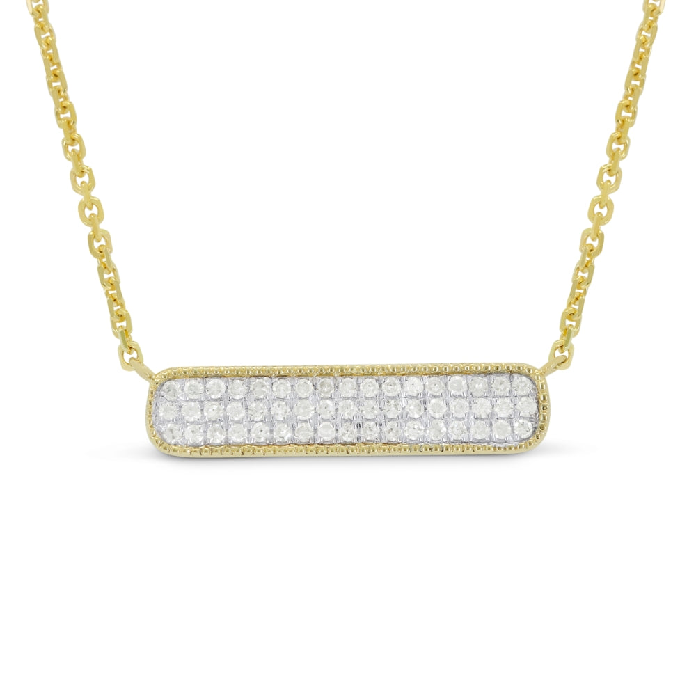 Beautiful Hand Crafted 14K Yellow Gold White Diamond Milano Collection Necklace