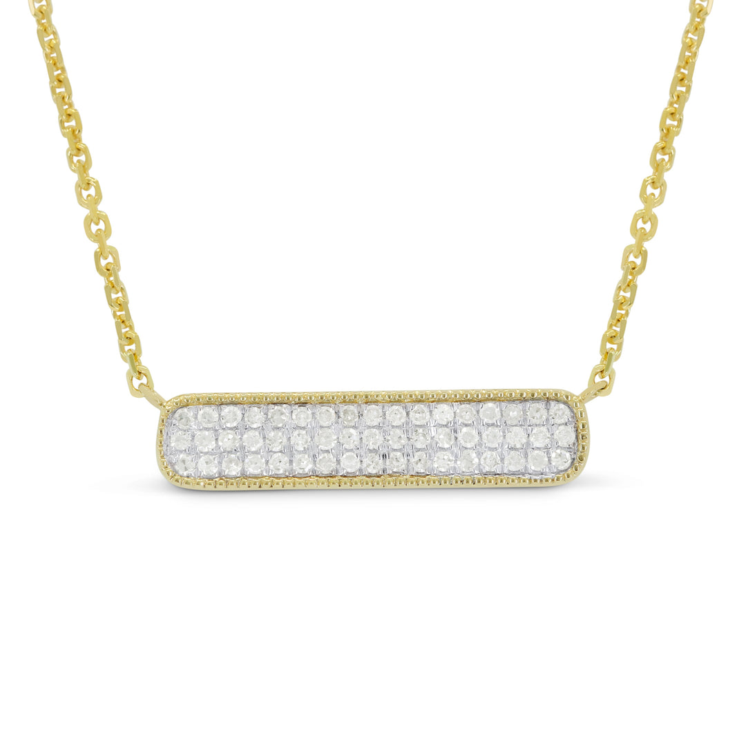 Beautiful Hand Crafted 14K Yellow Gold White Diamond Milano Collection Necklace