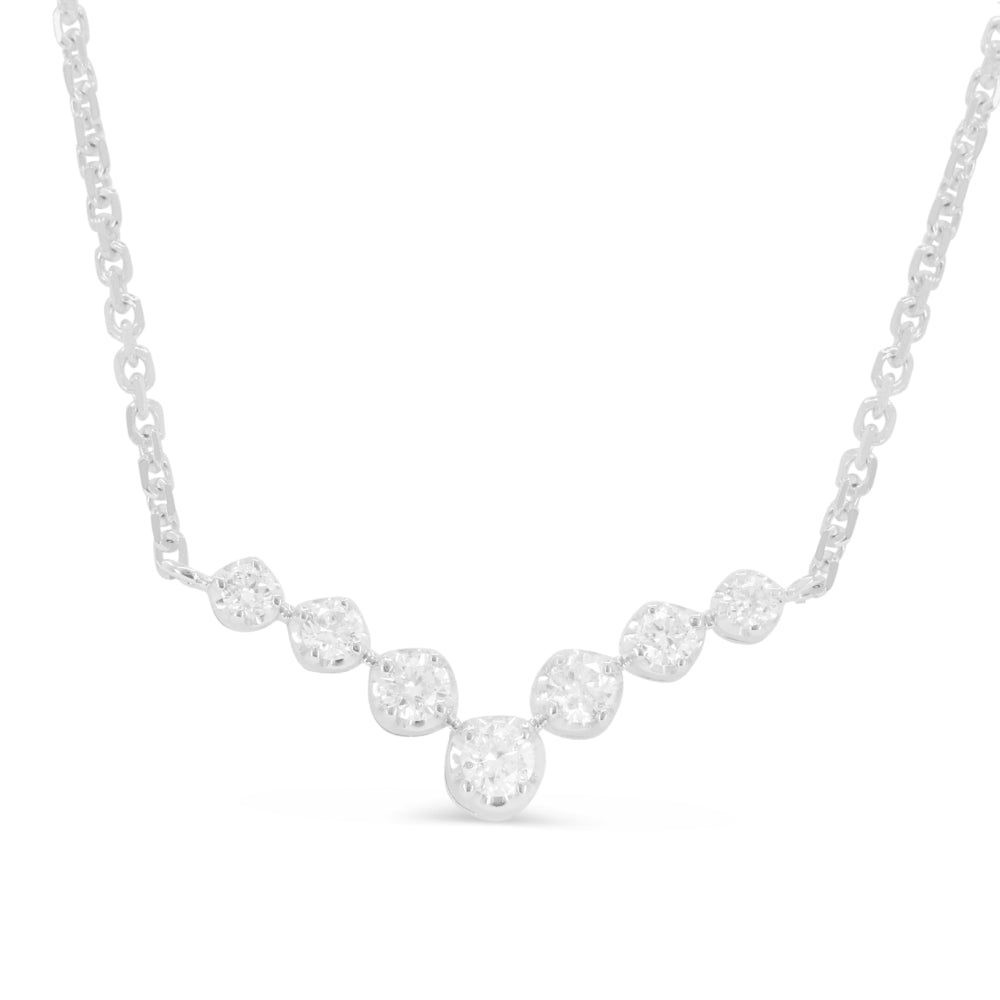 Beautiful Hand Crafted 14K White Gold White Diamond Milano Collection Necklace