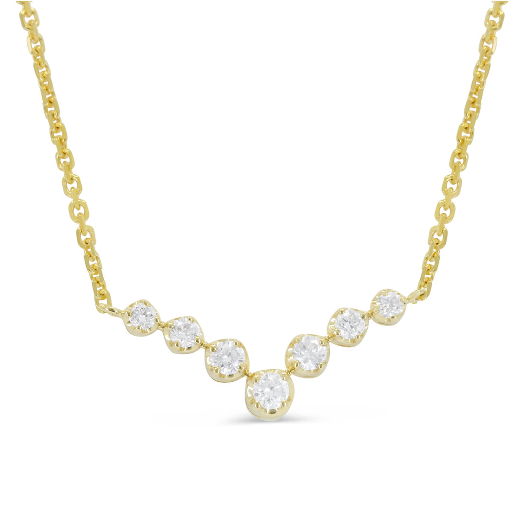 Beautiful Hand Crafted 14K Yellow Gold White Diamond Milano Collection Necklace