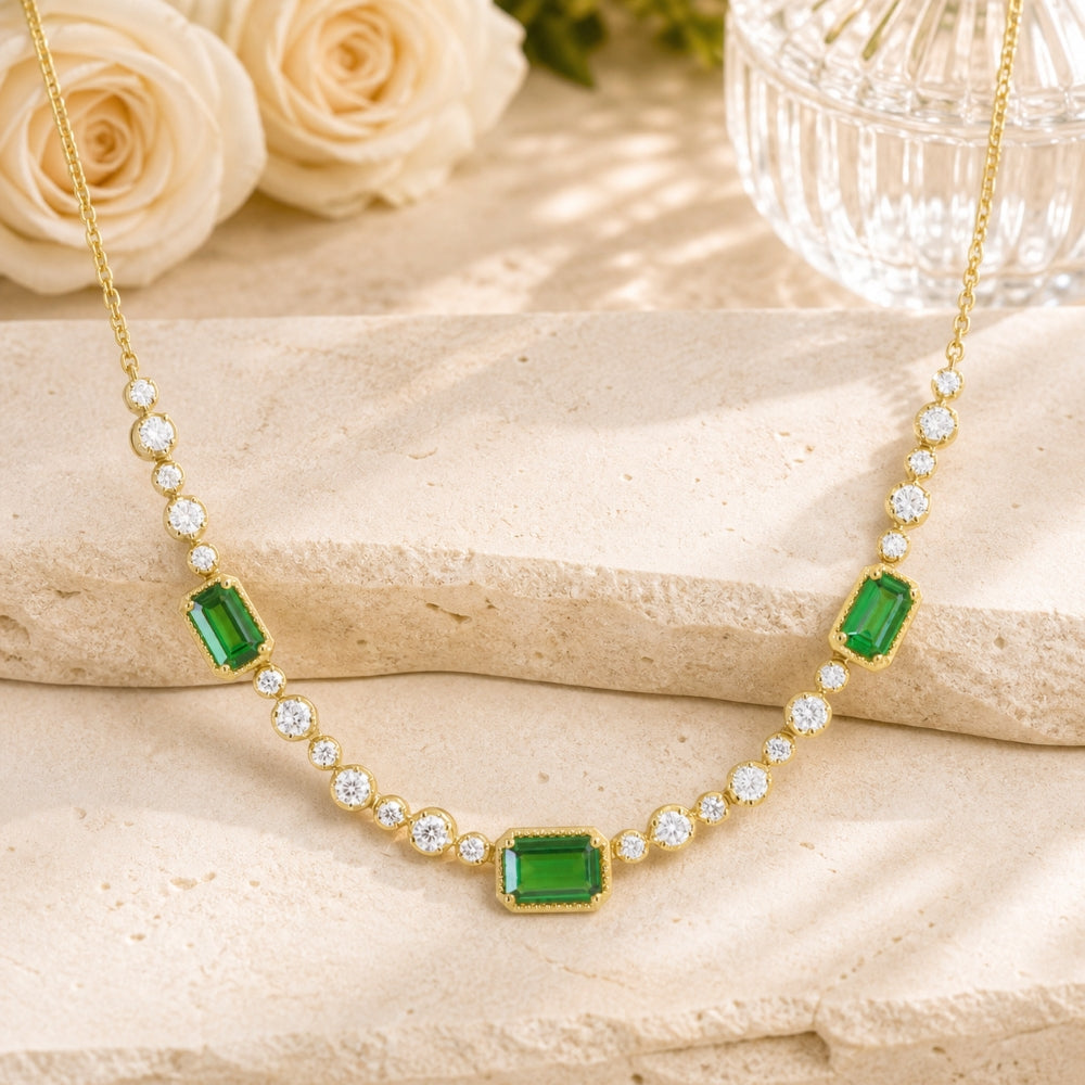 N1881 - 14K Yellow Gold Tsavorite Necklace