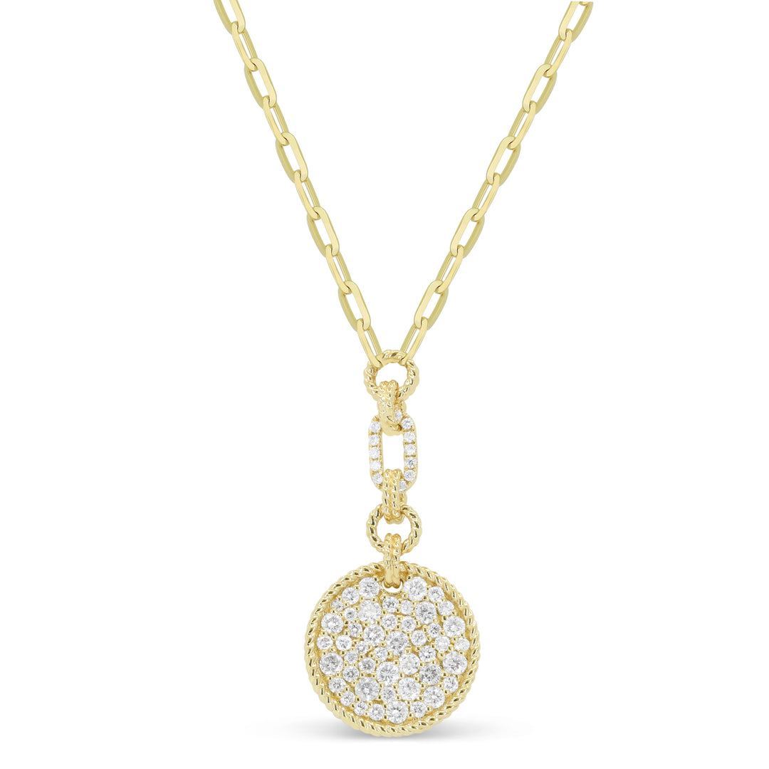 Beautiful Hand Crafted 14K Yellow Gold White Diamond Milano Collection Necklace