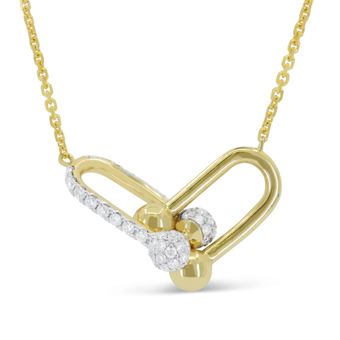 Beautiful Hand Crafted 14K Yellow Gold White Diamond Milano Collection Necklace