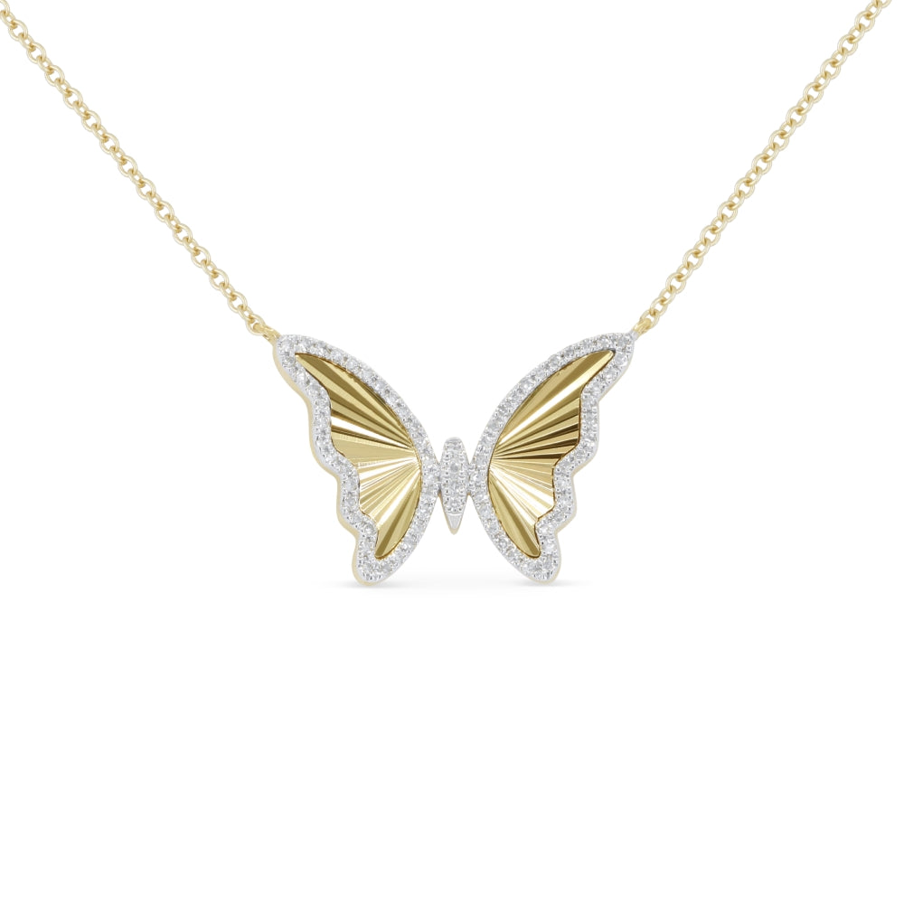 Beautiful Hand Crafted 14K Yellow Gold White Diamond Milano Collection Necklace