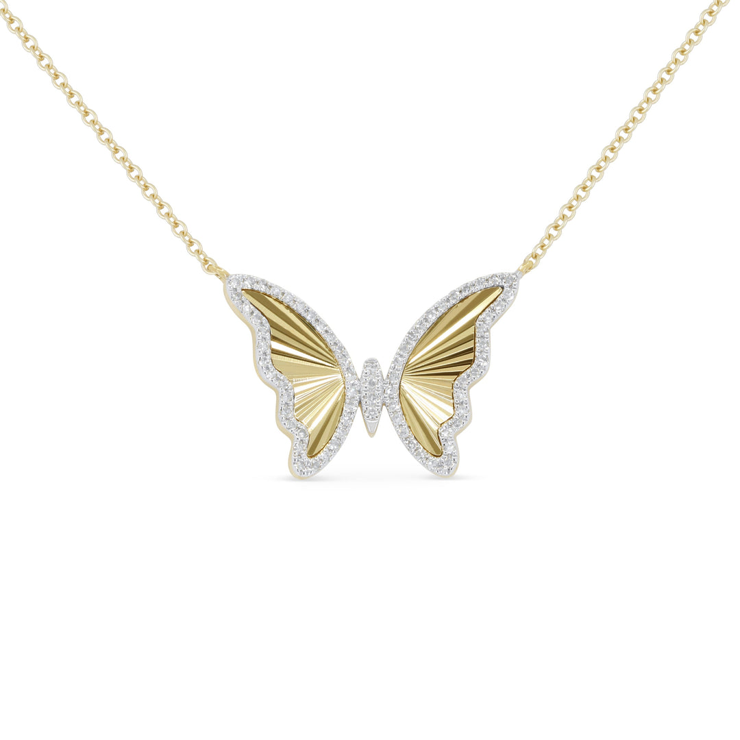 Beautiful Hand Crafted 14K Yellow Gold White Diamond Milano Collection Necklace