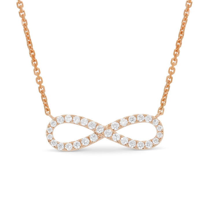 Beautiful Hand Crafted 14K Rose Gold White Diamond Milano Collection Necklace