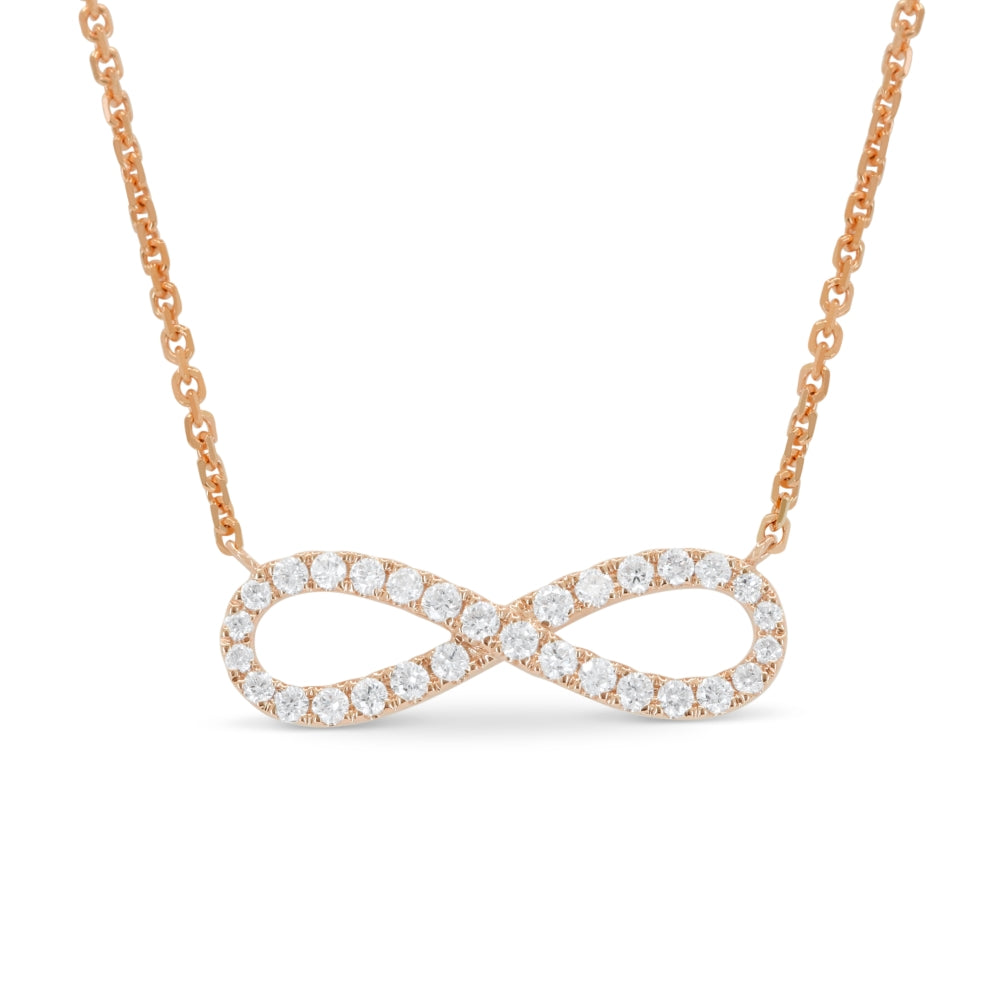 Beautiful Hand Crafted 14K Rose Gold White Diamond Milano Collection Necklace