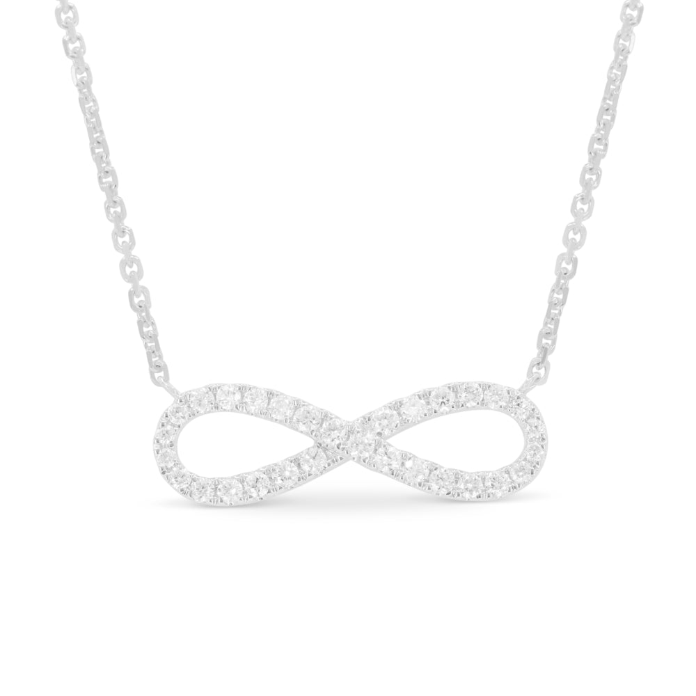 Beautiful Hand Crafted 14K White Gold White Diamond Milano Collection Necklace