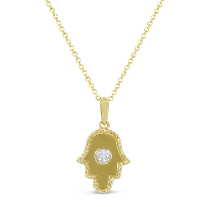Madison L 14K Yellow Gold Diamond Hamsa Pendant - style N1887Y
