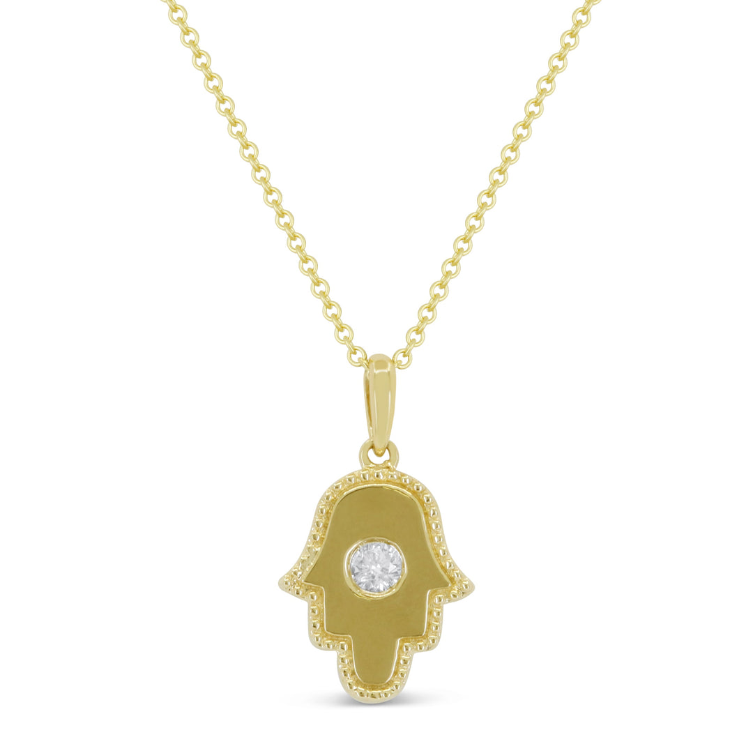 Beautiful Hand Crafted 14K Yellow Gold White Diamond Milano Collection Pendant