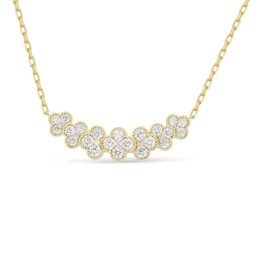 Beautiful Hand Crafted 14K Yellow Gold White Diamond Milano Collection Necklace